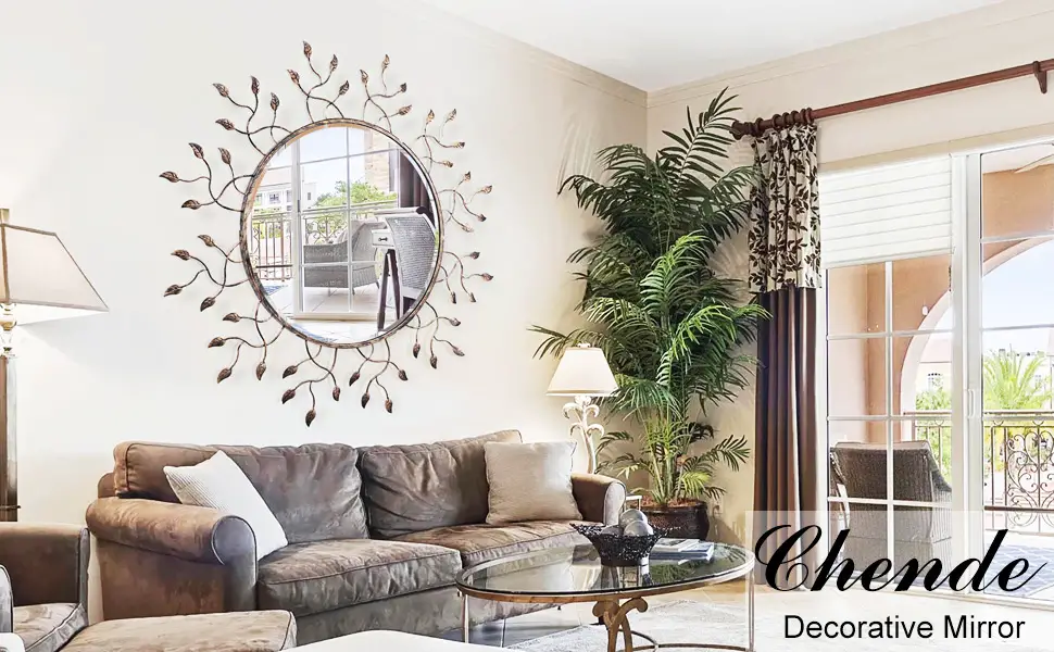 Round exotic wall Mirrors With Removable Leaves