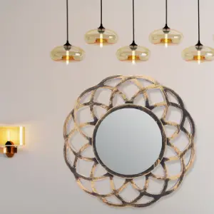 Small Round Framed Wall Mount Glass Mirror