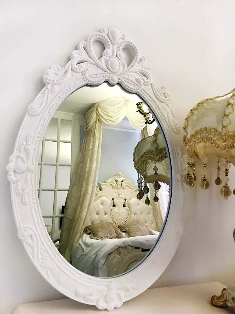 White Wooden Crown Frame, Antique Princess Decor for Bedroom
