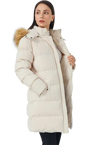 Women's Winter Thicken Puffer Coat Warm Jacket with Fur Removable Hood