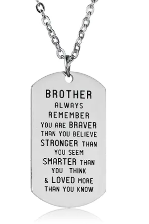 Always Remember You Are Braver Than You Believe Inspirational Necklace For Family Member