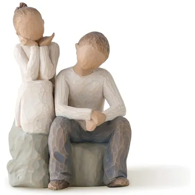 Brother and Sister, Sculpted Hand-Painted Figure