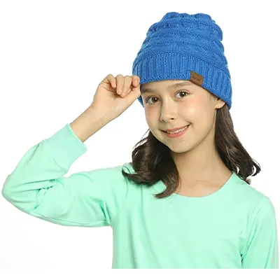 Kids Winter Knit Hat Warm Fleece Lined