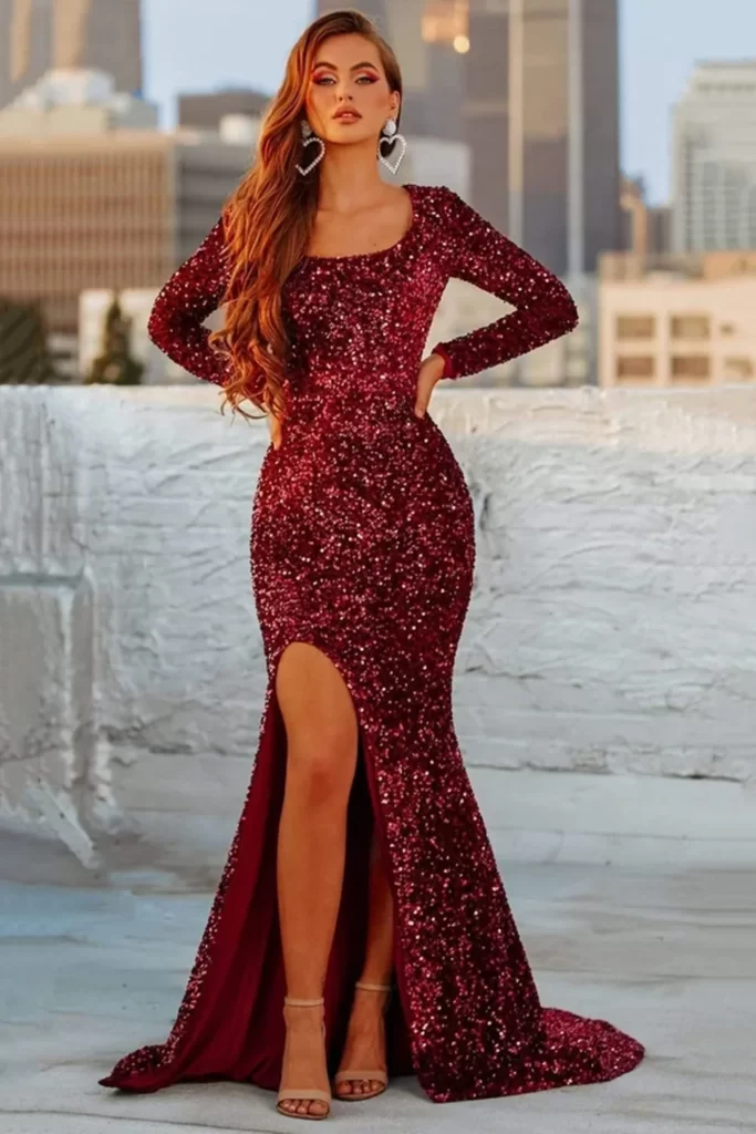 Red Sequin Maxi Dress