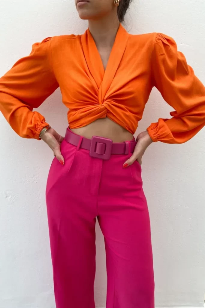 Orange Blouse With Fuchsia Pent