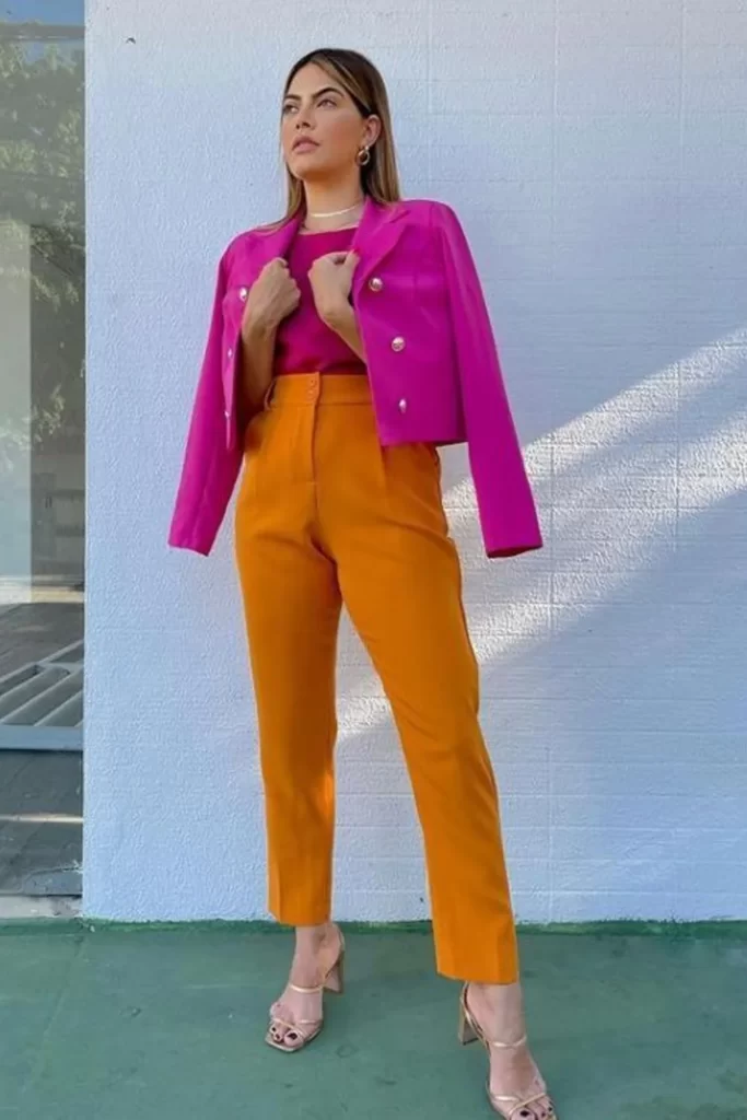 Orange Pent With Fuchsia Jacket