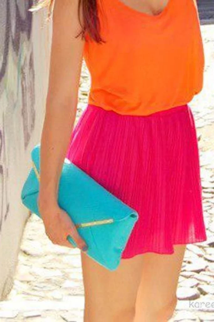Orange Top With Fuchsia Skirt