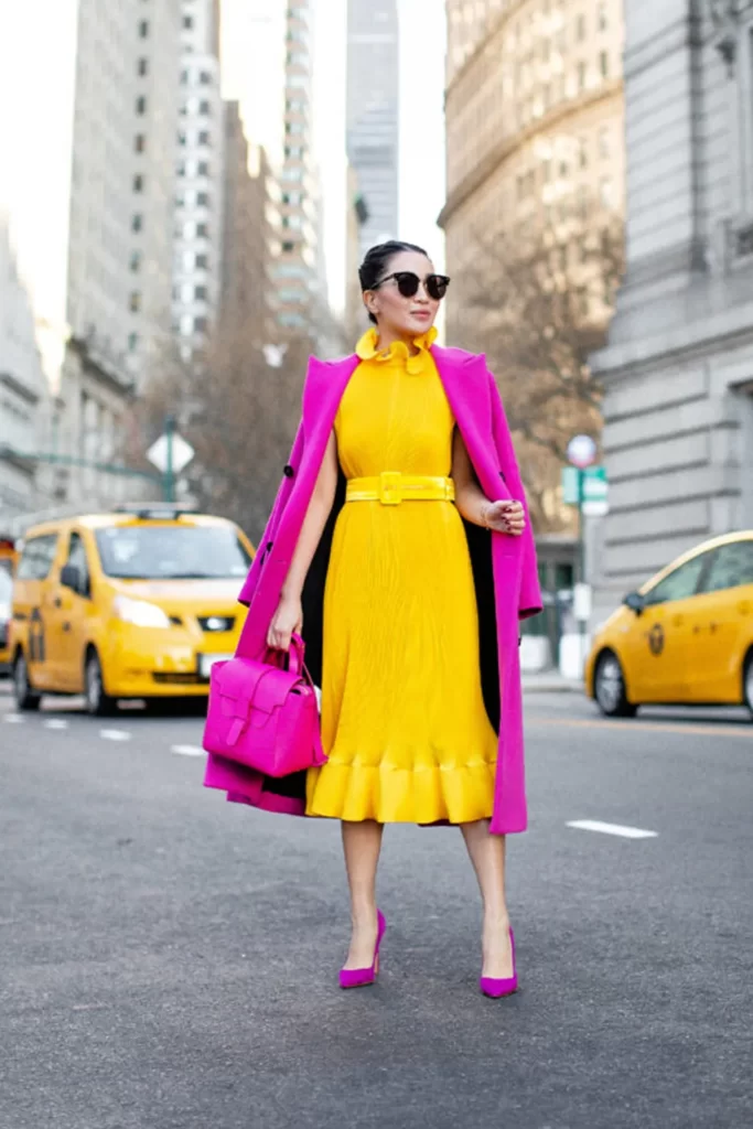 fuchsia and yellow outfit