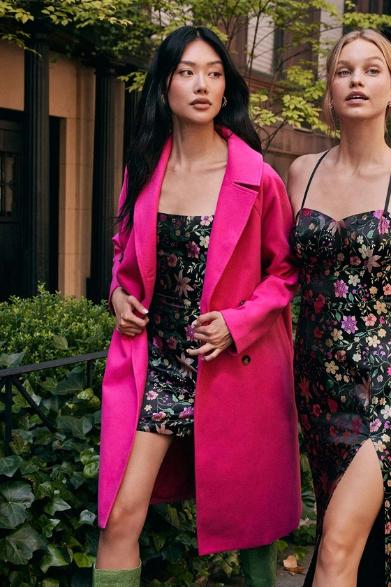 Iconic Entrance Hot Pink Double Breasted Coat