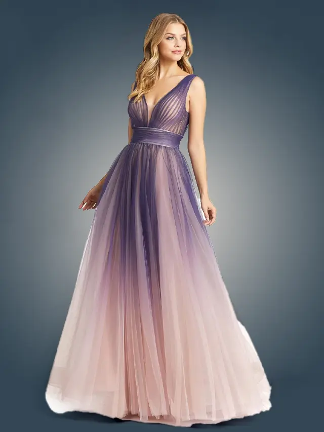 Stunning purple ombre tulle ball gown