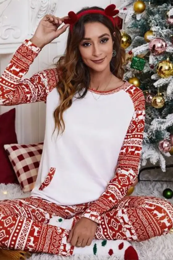 Holiday PJ Set Red and White