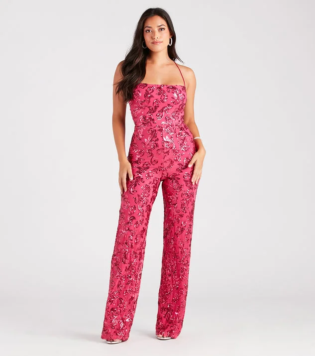 Radiate In Sequins Lace-Up Jumpsuit