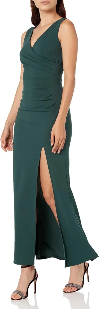 Women Sleeveless V Neck Split Evening Cocktail Long Dress