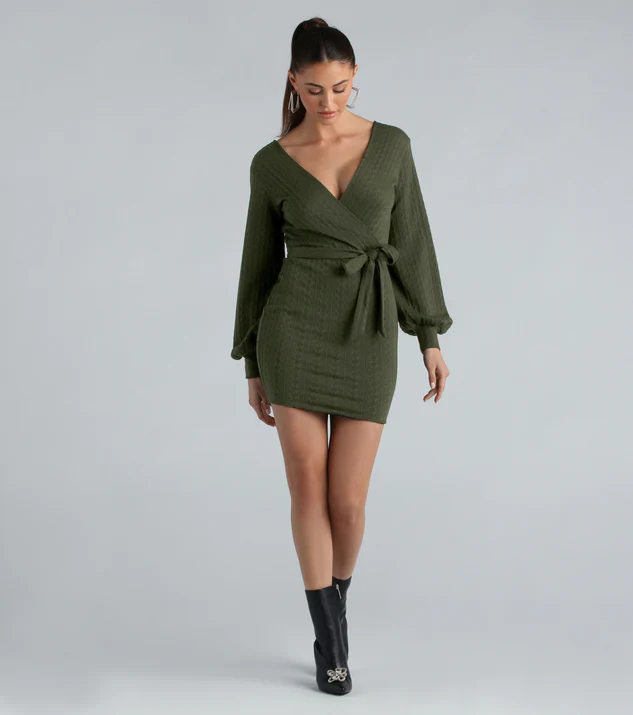 Cute Cable Knit Sweater Dress