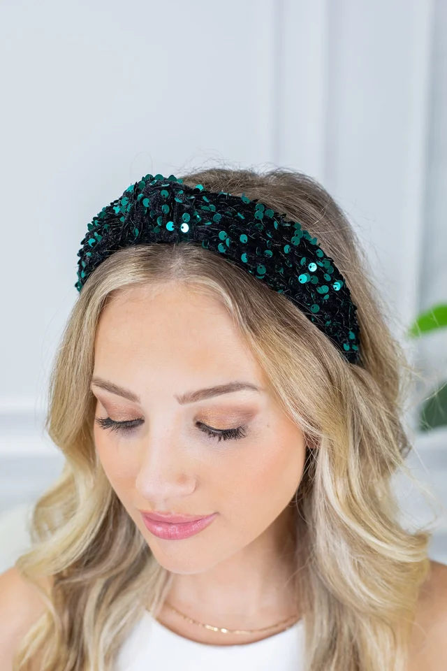 Charlene Sequin Headband- Green