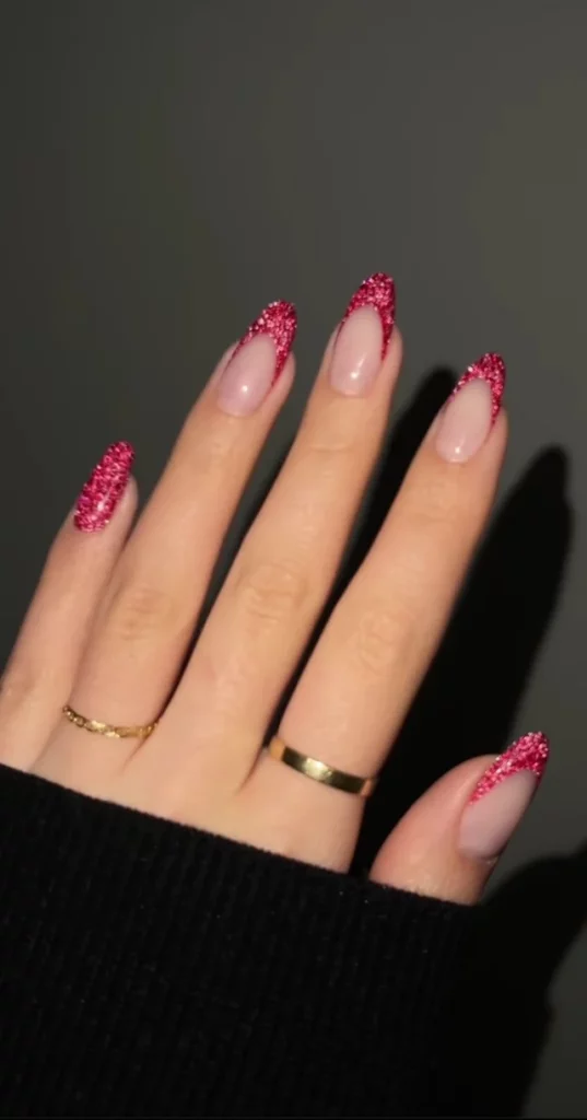 Glitter french tip christmas nails Manicure