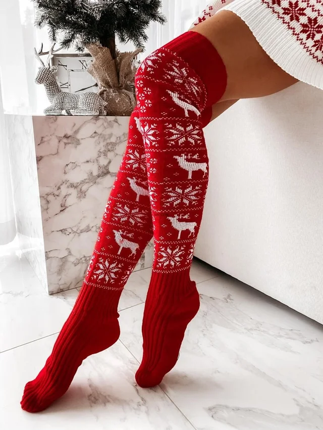 Christmas Stockings Women's Long Knitted Stockings