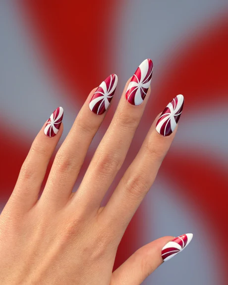 peppermint candy swirl nails