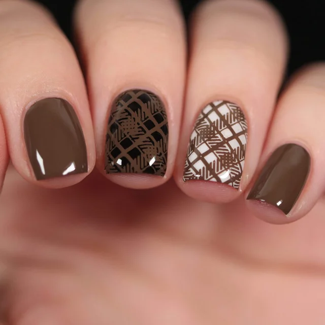 warm chocolate brown stamping polish for a sweet nail