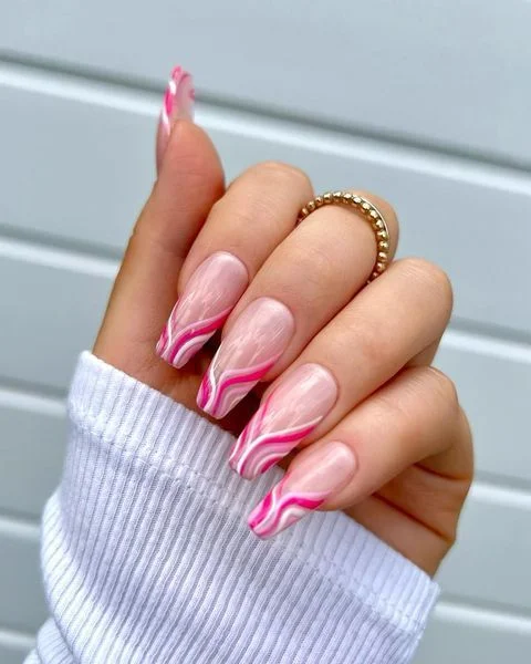 Cute Pink Swirl Nails