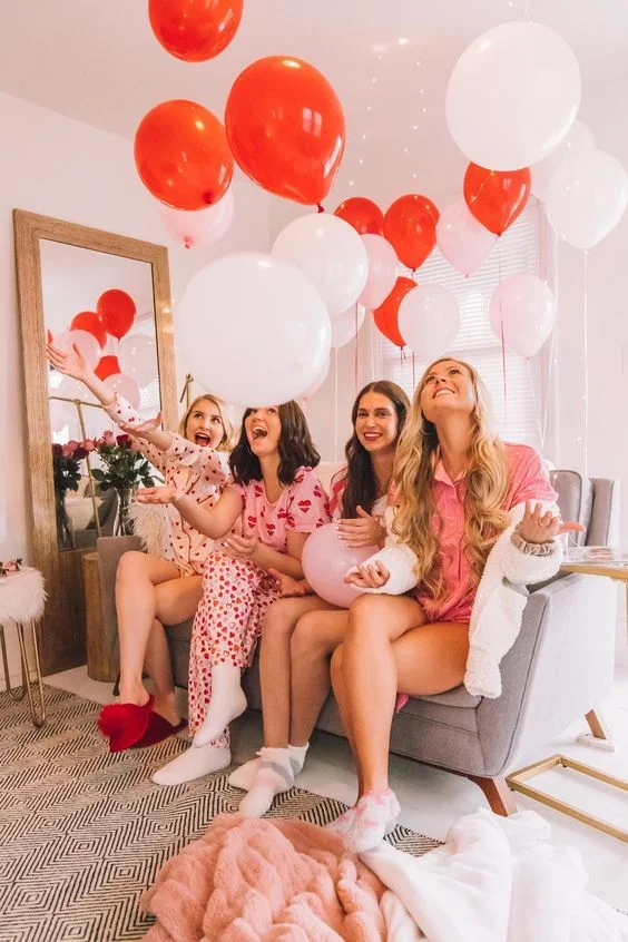 Valentine's Day party ideas featuring Galentine's pajamas, a cozy and fun celebration for friends.