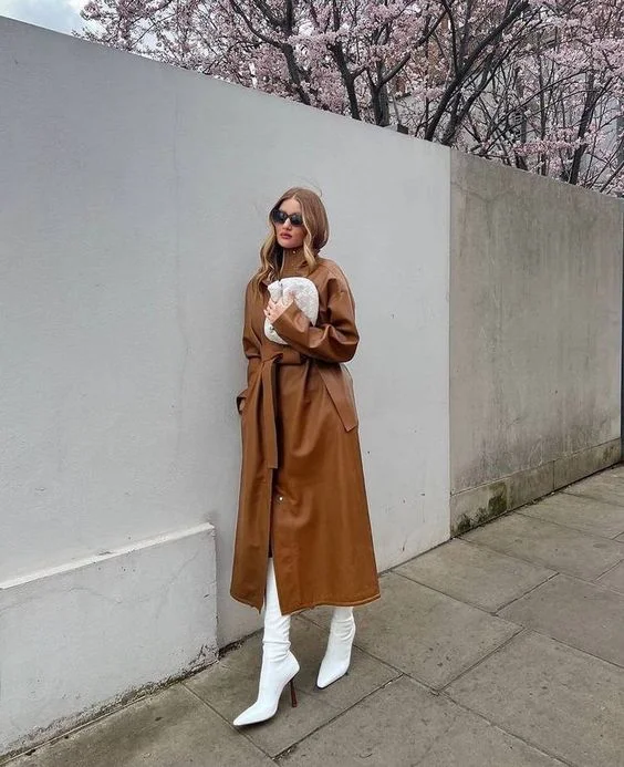 Wrap Coat and Over-the-Knee Boots