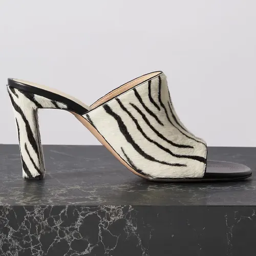 Anne zebra-print calf hair mules