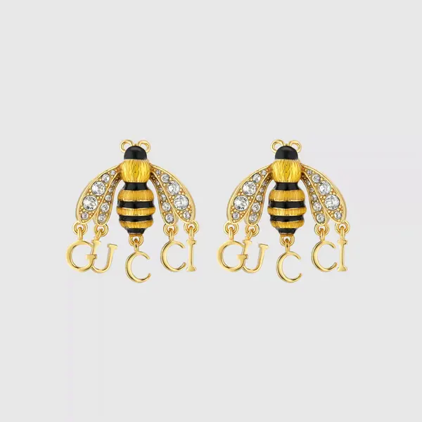 Bee earrings with Gucci script