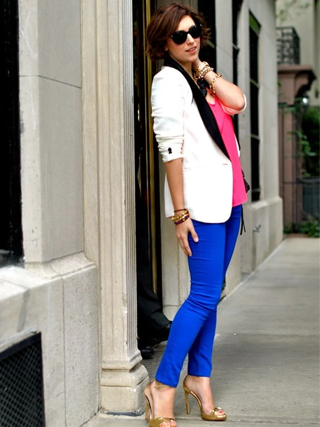 Blue Pants With Fuchsia Top