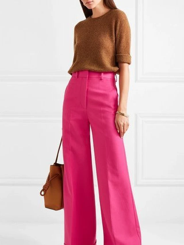 Brown Sweater With Wide Leg Pants
