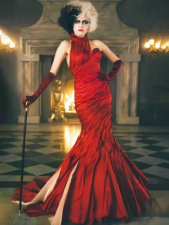Cruella De Vil Red Dress Halloween Costume