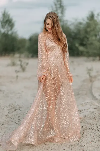 Gold Wedding Reception Dress