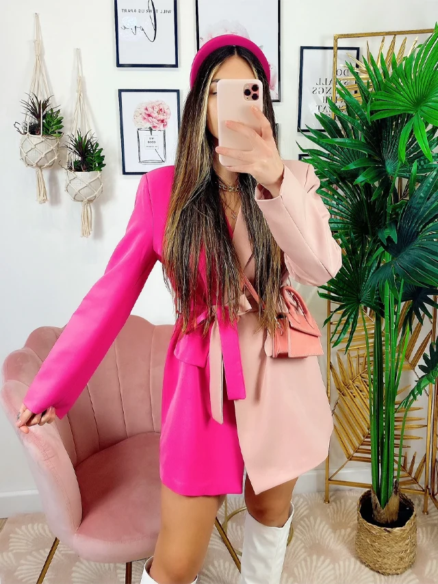 Hot Pink-Fuchsia Blazer Dress