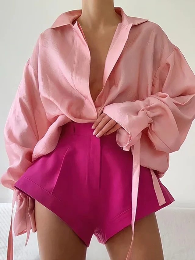 Pink Shirt With Fuchsia Riley Shorts