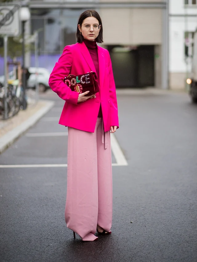 Pink Wide Leg Pants With Fuchsia Blazer