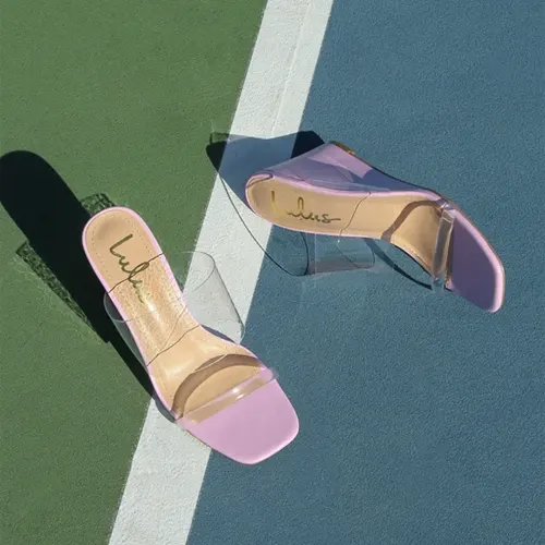 Reelay Bubblegum Pink Slide-On Vinyl Wedge Heels