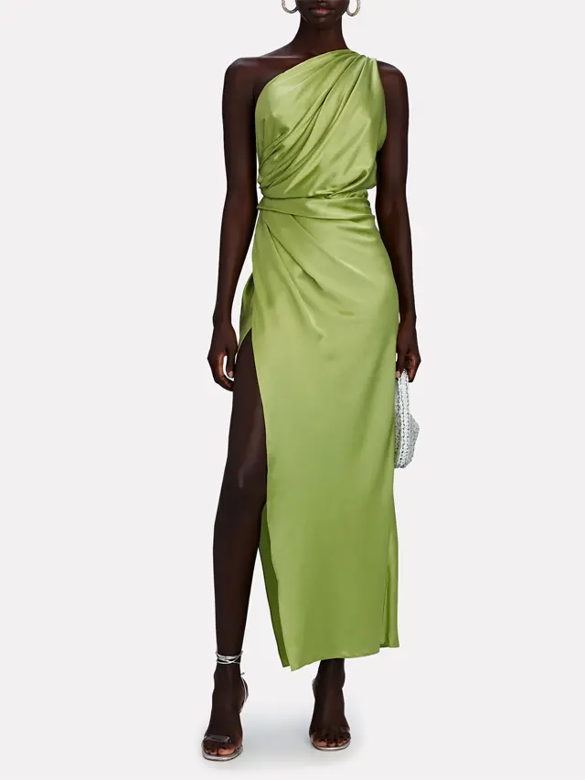 Light Green One-Shoulder Maxi Dress