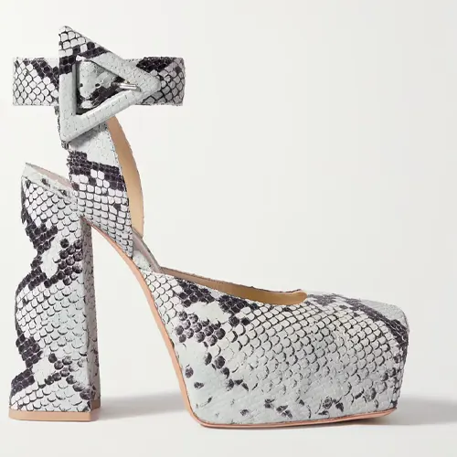 Snake-effect leather pumps