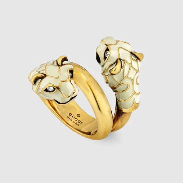 Tiger head ring with enamel