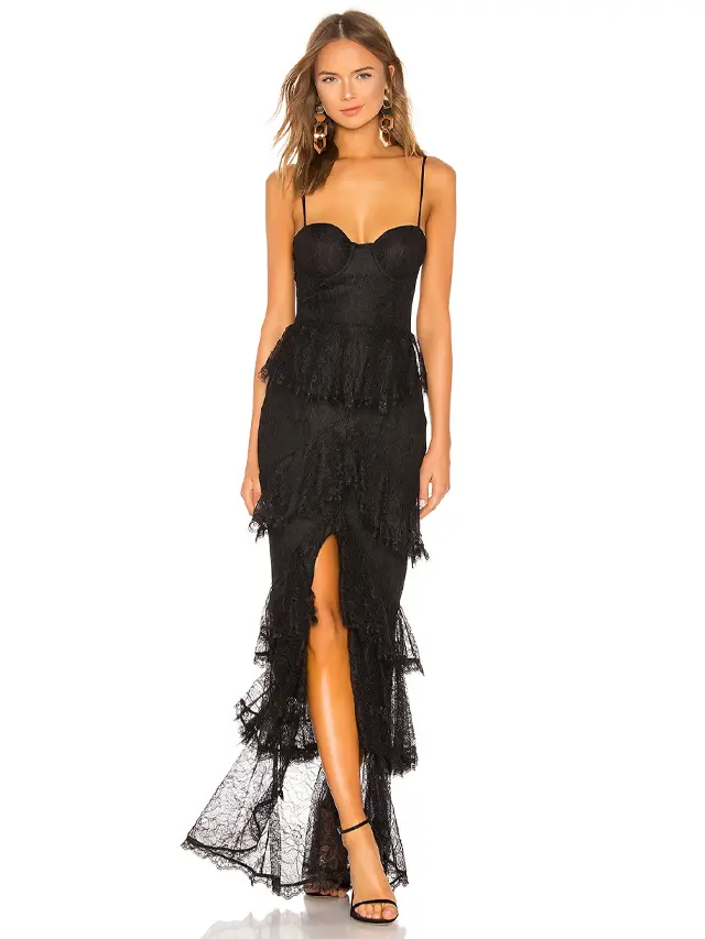 MAJORELLE Zelda Fitz Gown in Black