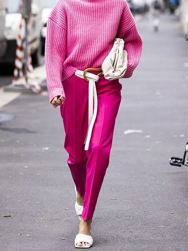 white shoes with a fuchsia dress